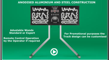 ANODISED ALUMINIUM AND STEEL CONSTRUCTION                    Adustable Wands             Standard or Expert      Remote Control Operation     by the Operator if required      For Promotional purposes the    Track design can be customised