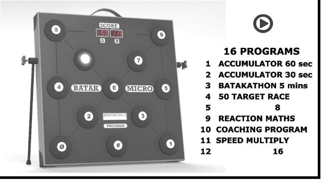 16 PROGRAMS   1   ACCUMULATOR 60 sec   2   ACCUMULATOR 30 sec   3   BATAKATHON 5 mins   4   50 TARGET RACE   5                         8   9   REACTION MATHS 10  COACHING PROGRAM 11  SPEED MULTIPLY 12                        16